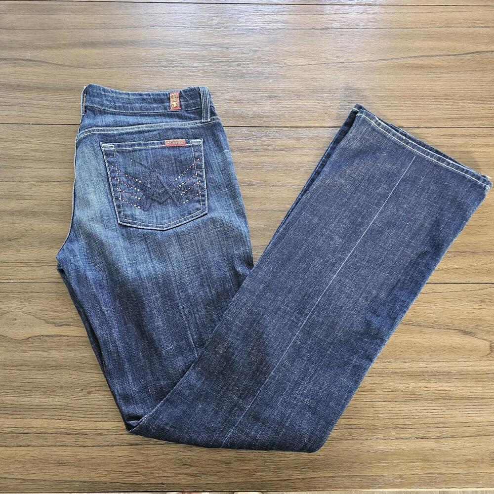 7 For All Man Kind Low Rise Bootcut Stretch Blue Jeans Women’s Size 28
